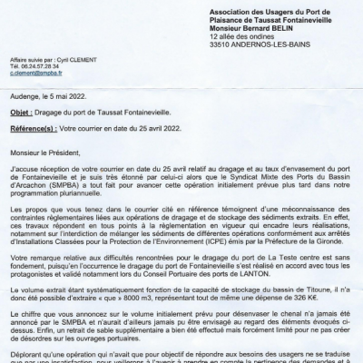 20220505 reponse smpba dragage